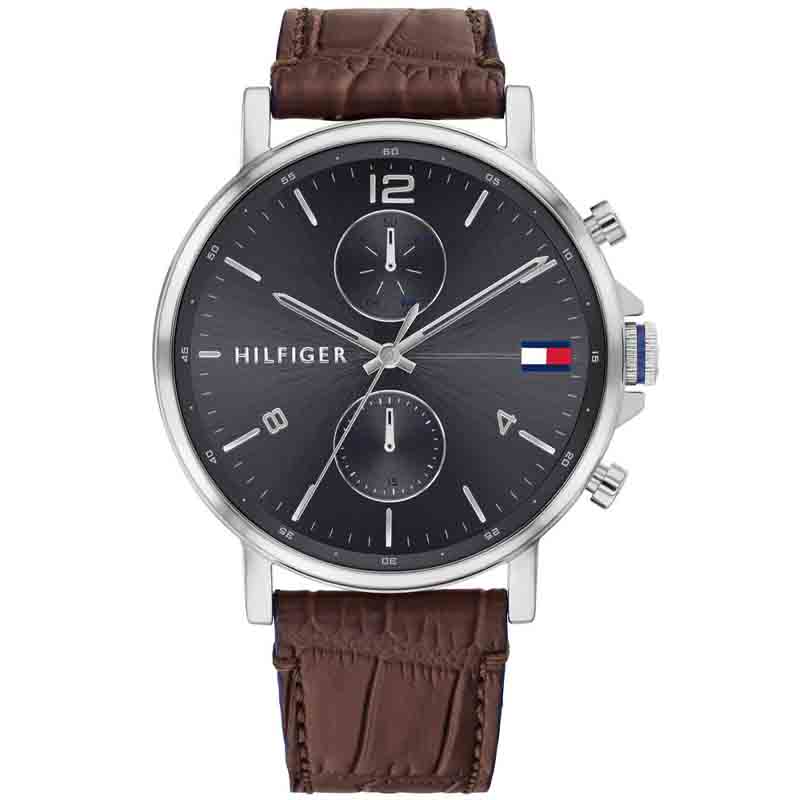 Tommy Hilfiger Daniel Grey Dial Leather Strap Quartz Men's Watch - 1710416