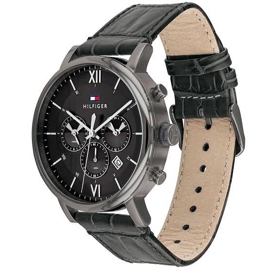 Tommy Hilfiger Evan Grey Dial Leather Strap Quartz Men's Watch - 1710395