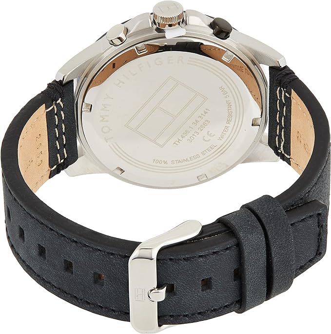 Tommy Hilfiger Harley watch caseback showing stainless steel with engraved branding