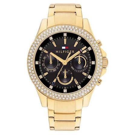 Tommy Hilfiger Haven Ladies Black Dial Gold Stainless Steel Strap - 1782676