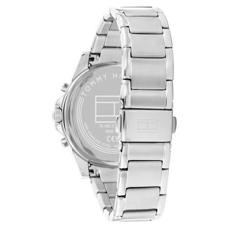 Tommy Hilfiger Haven watch caseback showing stainless steel case and bracelet detail