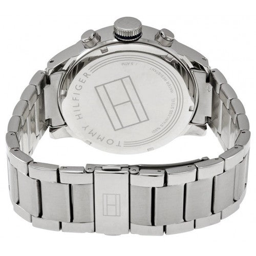 Tommy Hilfiger Jackson watch caseback showing engraved logo and stainless steel