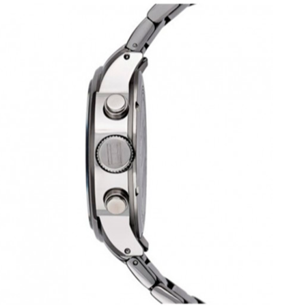 Tommy Hilfiger Jackson watch side view showing case profile and chronograph pushers