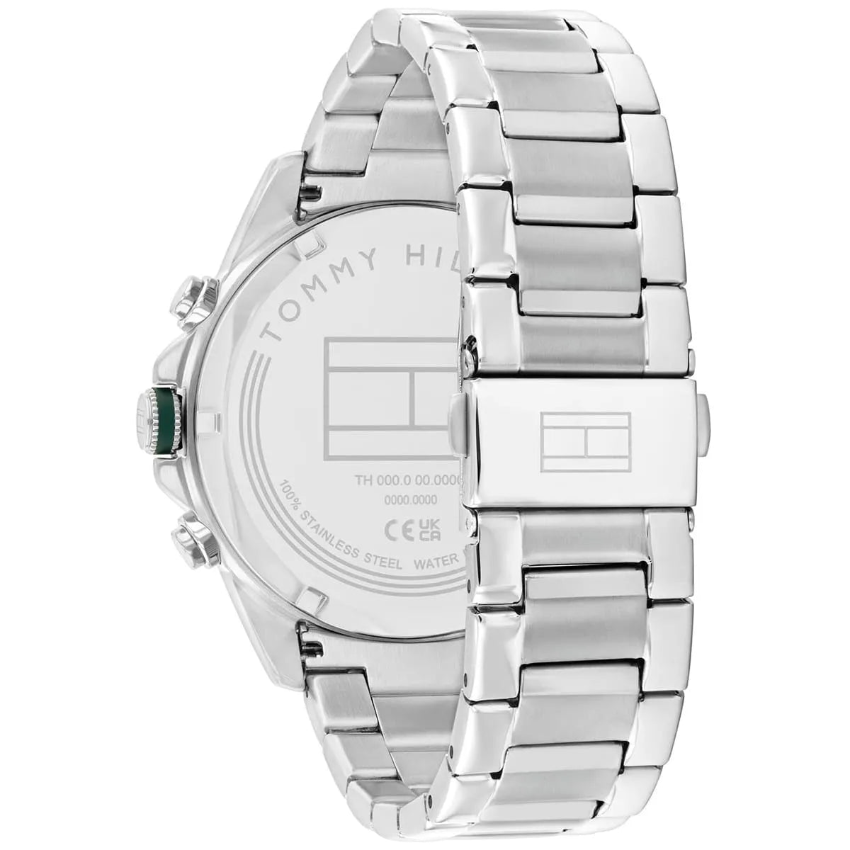 Tommy Hilfiger Lars watch caseback showing stainless steel construction and water resistance marking