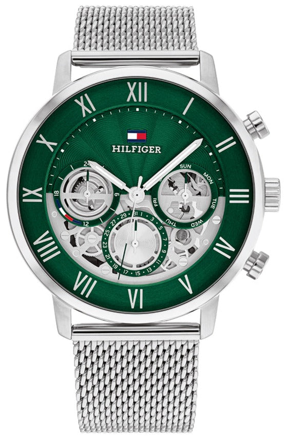 Tommy Hilfiger Legend Multifunction (44mm) Green Skeleton Dial / Stainless Steel Men's Watch - 1710567