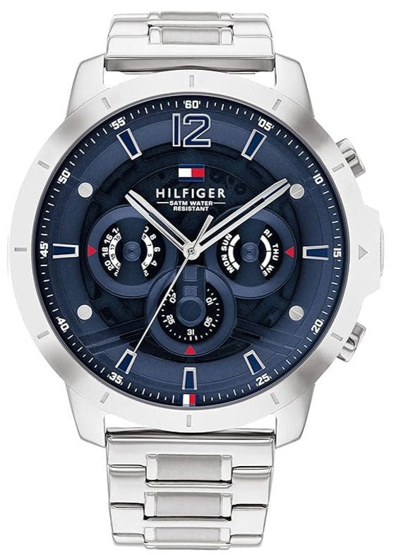 Tommy Hilfiger Luca Chronograph watch with blue dial and silver steel bracelet
