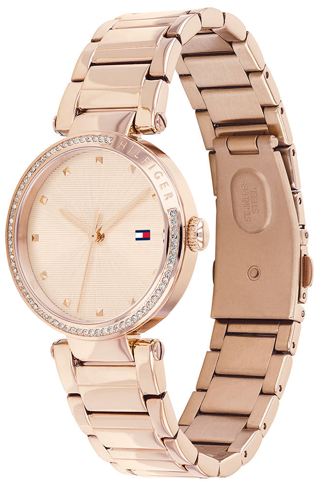 Tommy Hilfiger Lynn Crystal Accents Rose Gold Tone Stainless Steel Quartz Women's Watch - 1782237