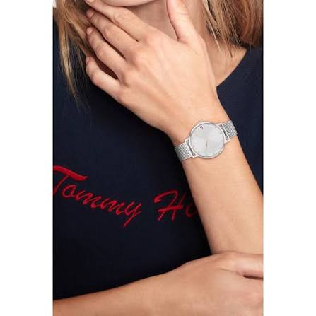 Tommy Hilfiger Pippa (34mm) Silver Dial / Stainless Steel Mesh Bracelet Women's Watch - 1782665