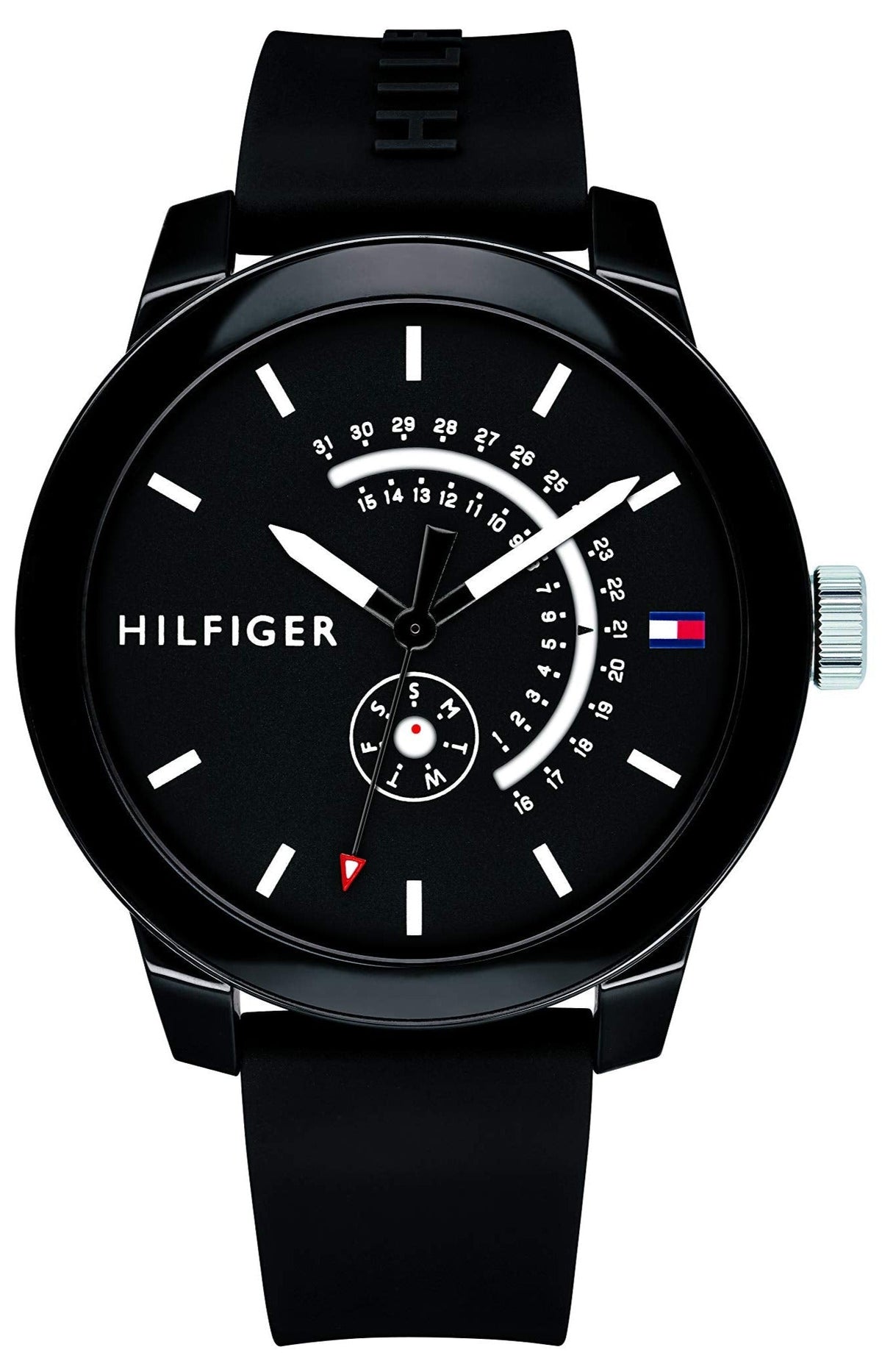 Tommy Hilfiger Sport men's watch with black dial and black silicone strap