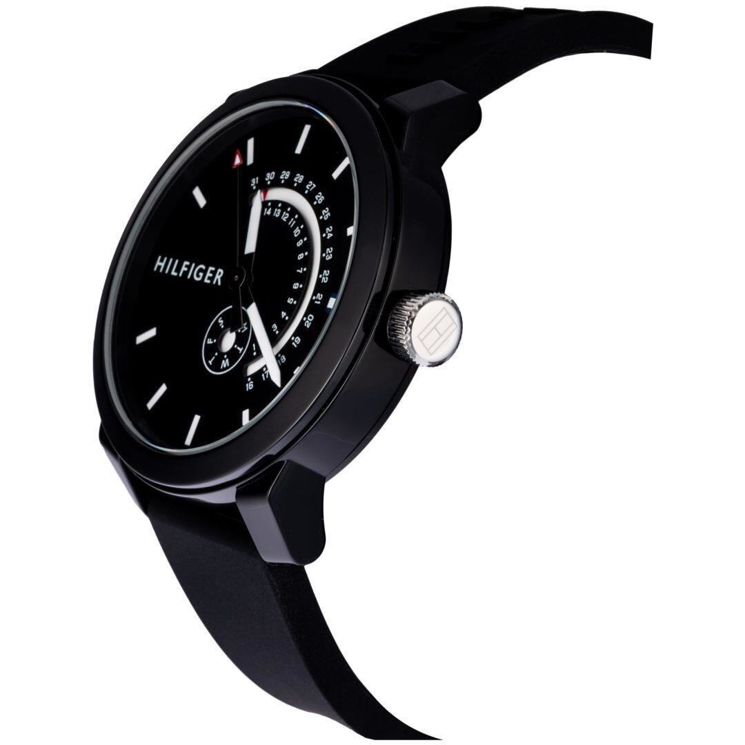 Side profile of Tommy Hilfiger Sport watch showing case depth and crown