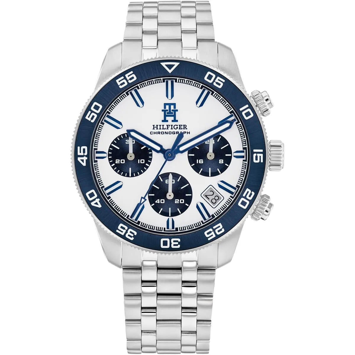 Tommy Hilfiger TH85 Chronograph (41mm) White Dial / Stainless Steel Bracelet Men's Watch -1792157