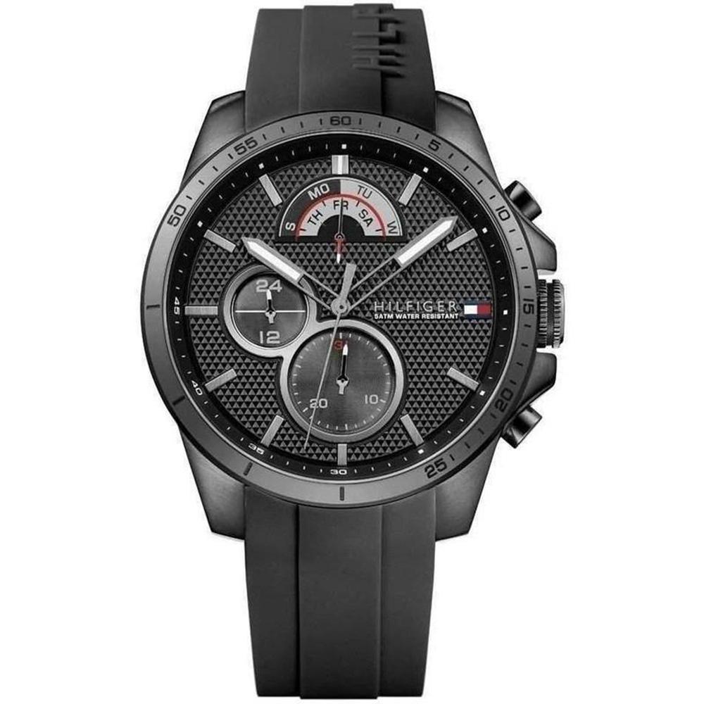 Tommy Hilfiger Decker men's sport watch with black chronograph dial and rubber strap