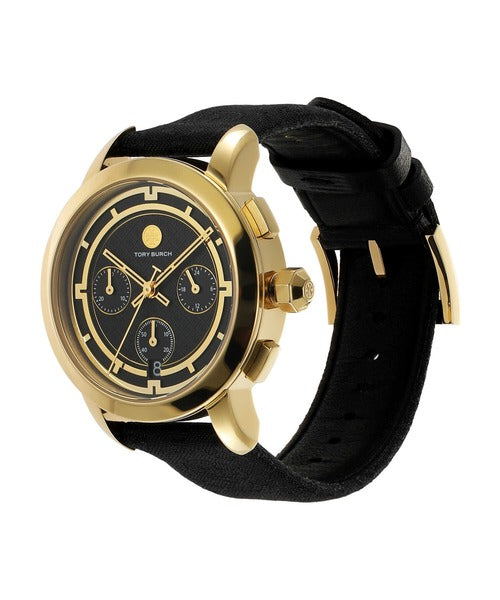 Tory Burch Chronograph T Monogram jacquard leather strap Women's Watch TBW1055