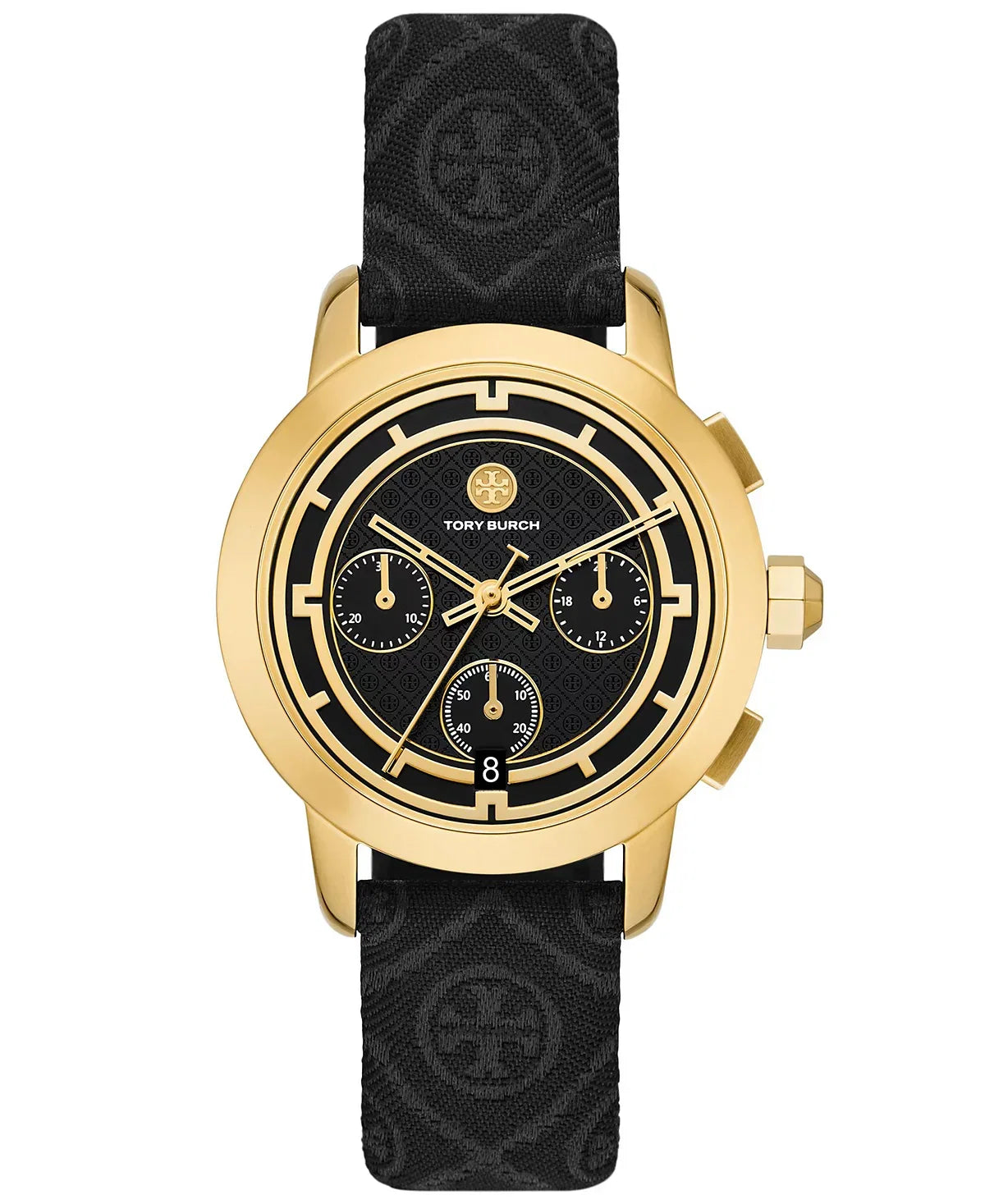 Tory Burch Chronograph T Monogram jacquard leather strap Women's Watch TBW1055
