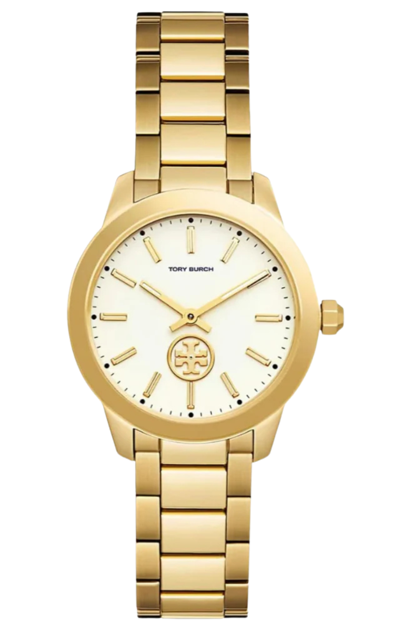 Tory Burch Yellow Gold Collins White Dial Watch  Women's Watch TBW1300