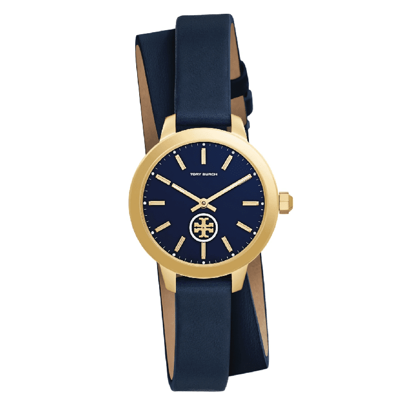 Tory Burch Collins Quartz Blue Dial Blue Leather Strap Watch for Women TBW1303