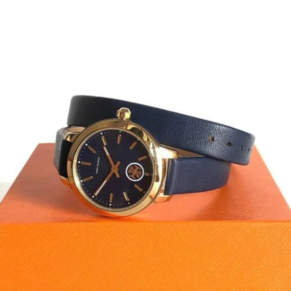 Tory Burch Collins Quartz Blue Dial Blue Leather Strap Watch for Women TBW1303