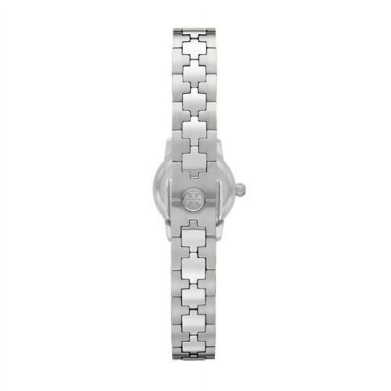 Tory Burch Reva Slim watch caseback with stainless steel link bracelet