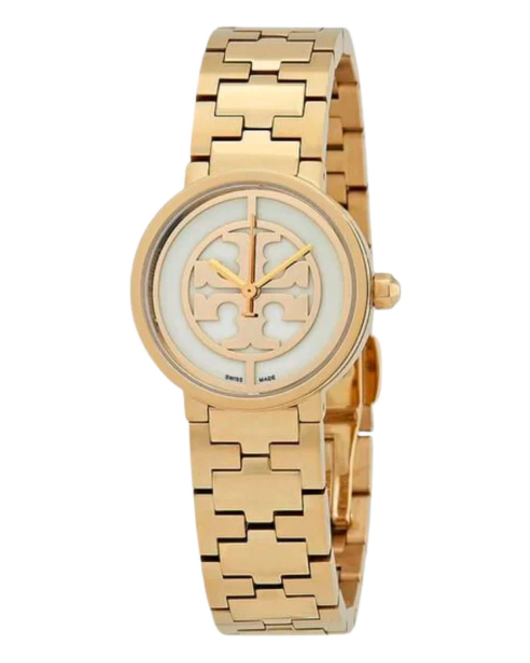 Tory Burch Reva Small Logo women's watch with ivory dial and gold-tone bracelet