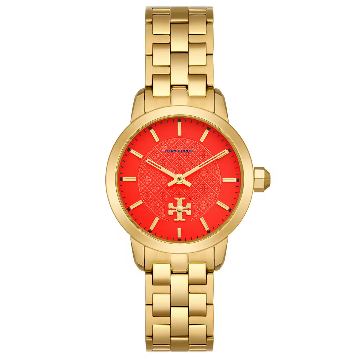 Tory Burch Red Dial Gold Steel Bracelet Women's Watch TBW1056