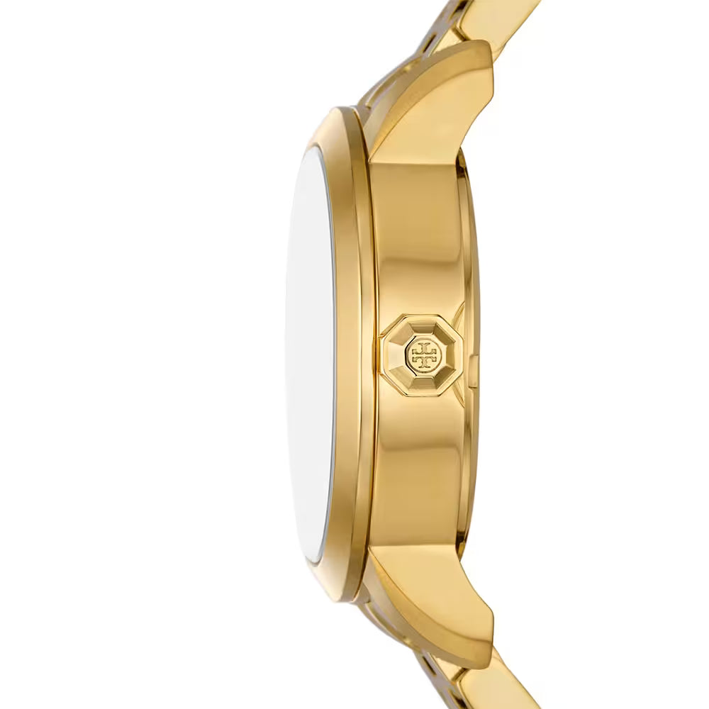 Tory Burch Red Dial Gold Steel Bracelet Women's Watch TBW1056