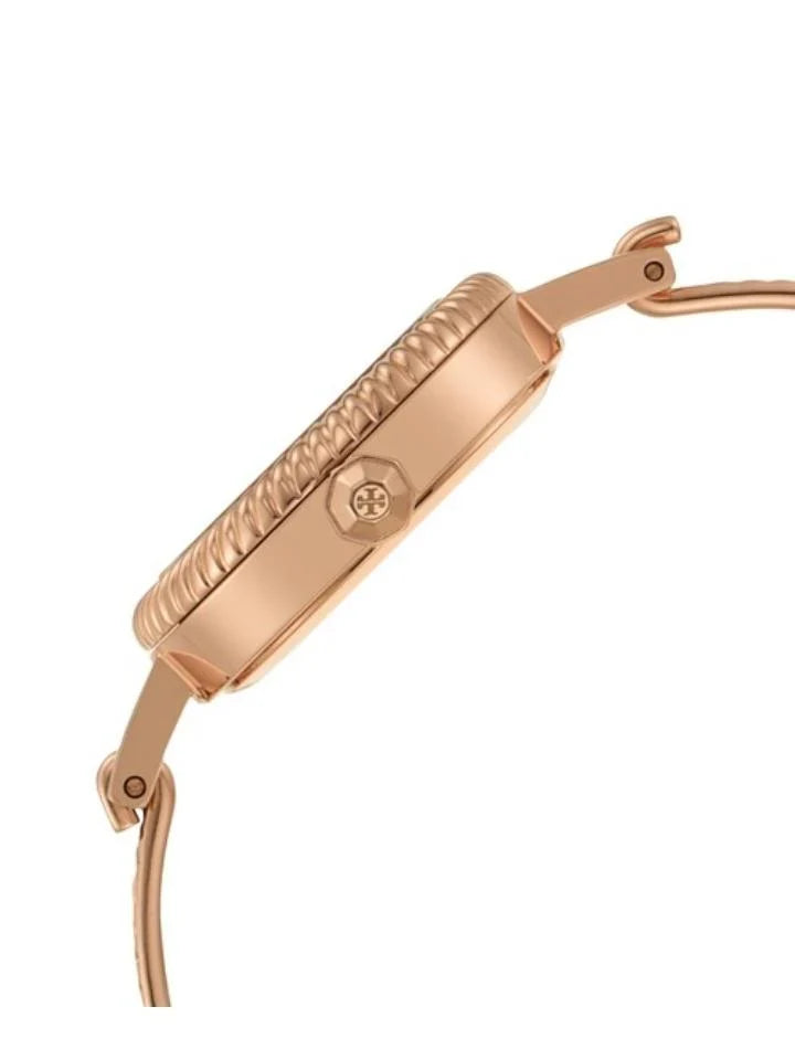 Tory Burch TBW4037 Riva rose gold watch side view showing case profile