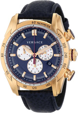 Versace V-Ray Rose Gold Leather Strap Men's Watch  VDB030014 - Watches of New Zealand