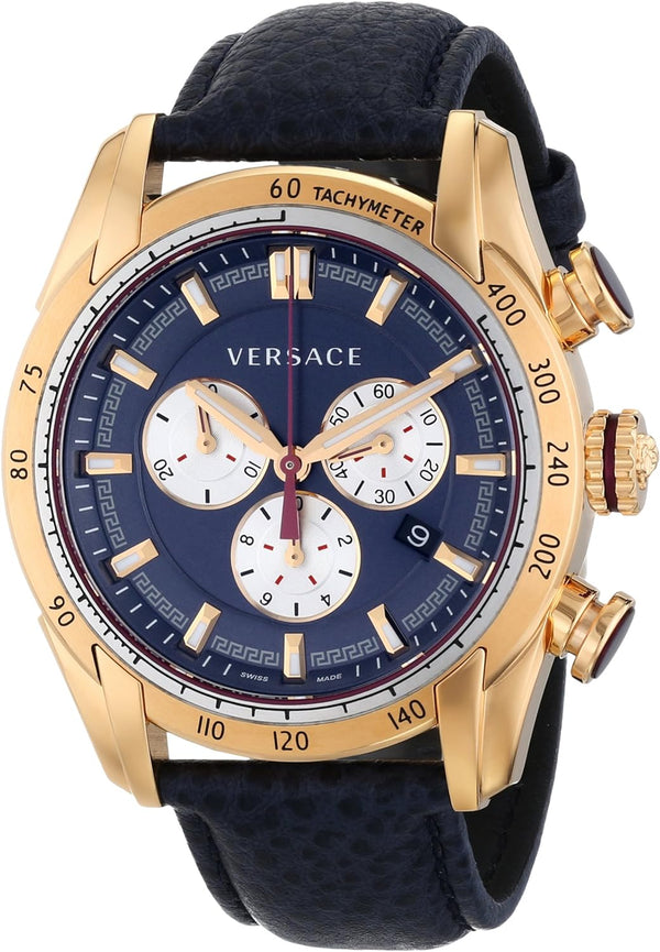 Versace V-Ray Rose Gold Leather Strap Men's Watch  VDB030014 - Watches of New Zealand