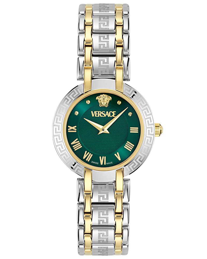 Versace Antlia Green Guilloché Dial Two-Tone Yellow Gold-Plated and Stainless Steel Watch 34mm - VE0P00425