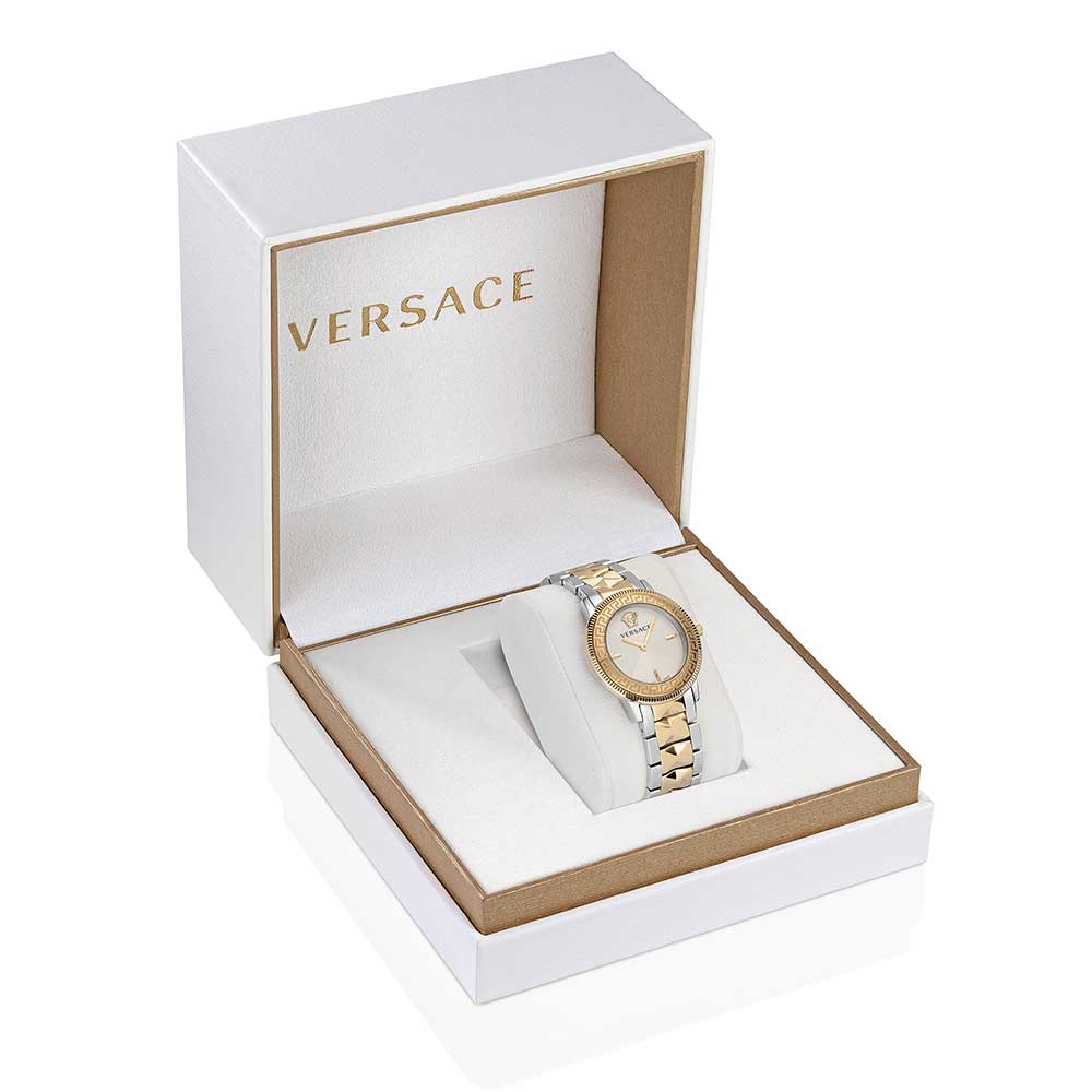 Versace V-Tribute ladies watch in branded presentation box with white and gold packaging