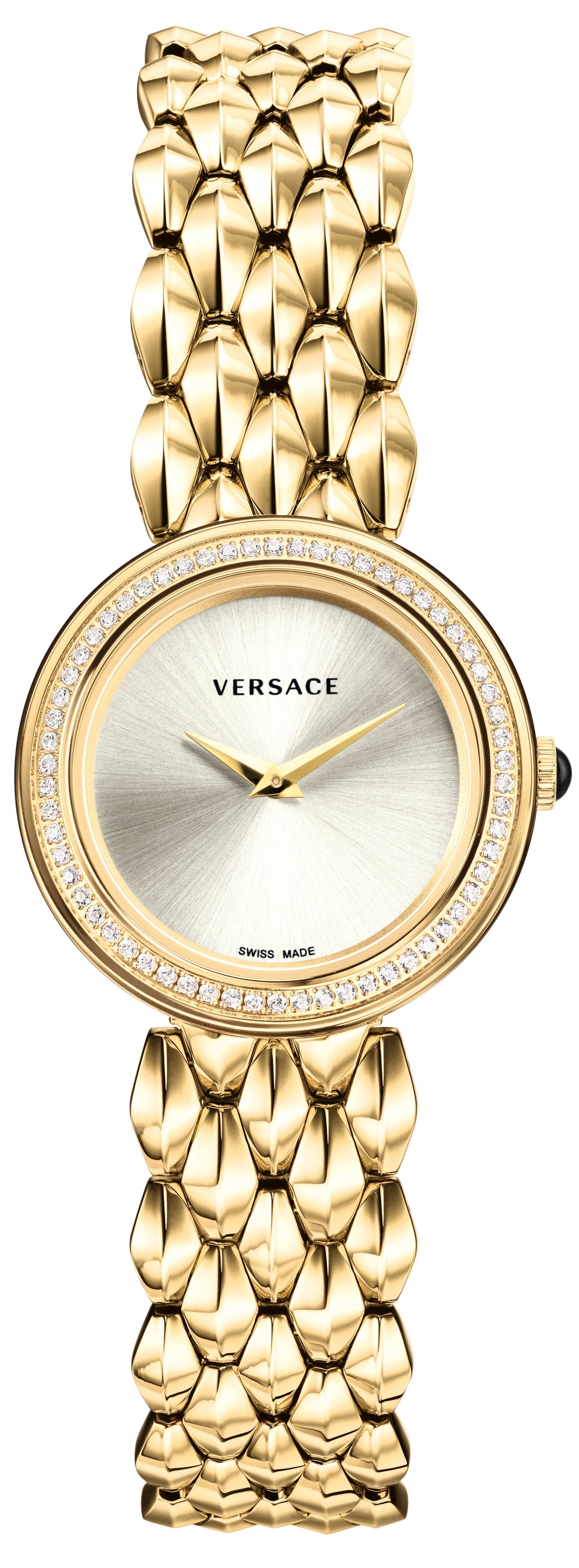 Versace Quartz Silver Dial Gold Ladies Watch - VEBN00918