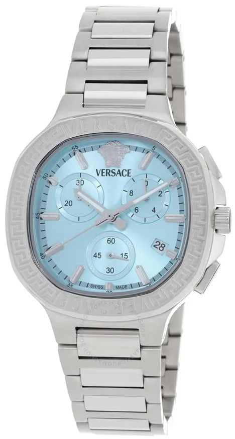 Versace V-Chrono Square Chronograph Quartz Turquoise Dial Watch VEVCA0324