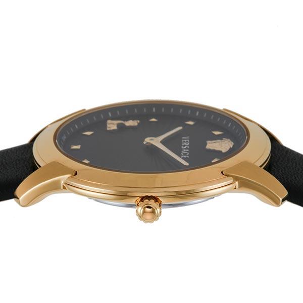 Versace Audrey Quartz Black Dial Black Leather Strap Women Watch - VELR00319