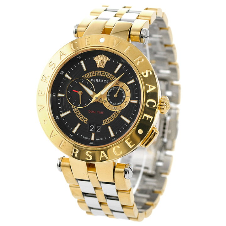 Versace VEBV00519 two-tone gold and stainless steel chronograph watch angled view