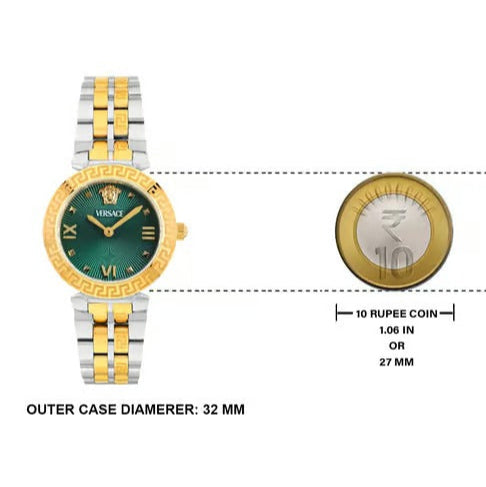Versace Daphnis Green Dial Two-Tone Stainless Steel Women's Watch VEOCA0424