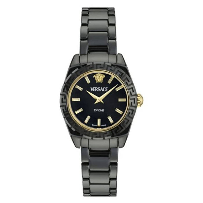 Versace DV One Mini Black Dial Black Ceramic Women's Watch VE9F00124