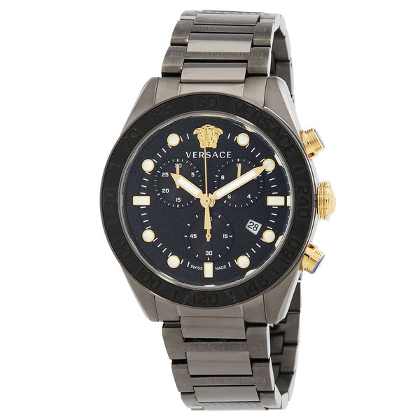 Versace Greca Dome Chronograph Quartz Black Dial Men's Watch VE6K00623 - Watches of New Zealand