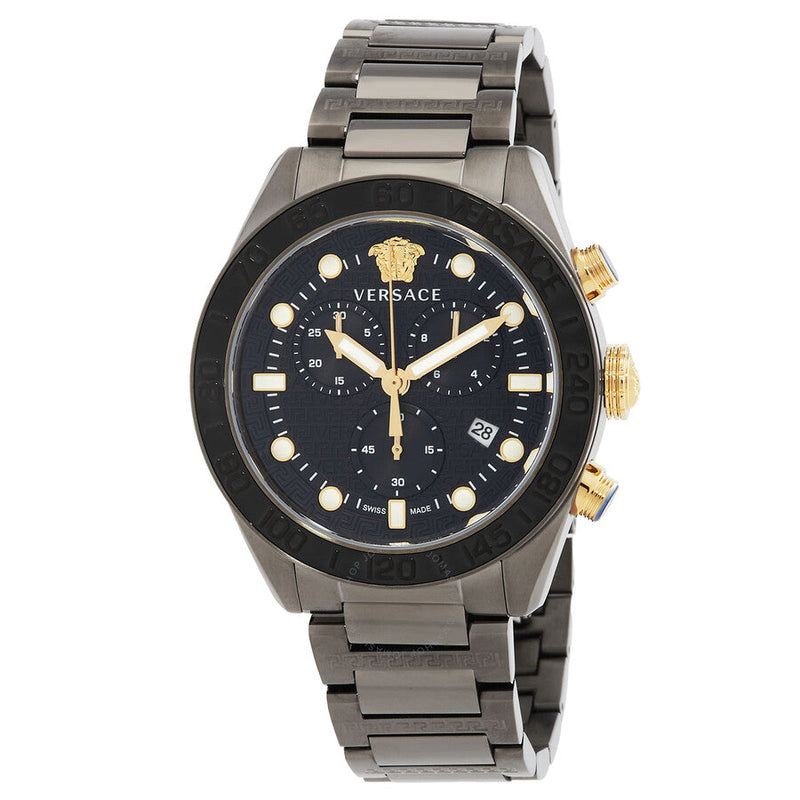 Versace Greca Dome Chronograph Quartz Black Dial Men's Watch VE6K00623 - Watches of New Zealand