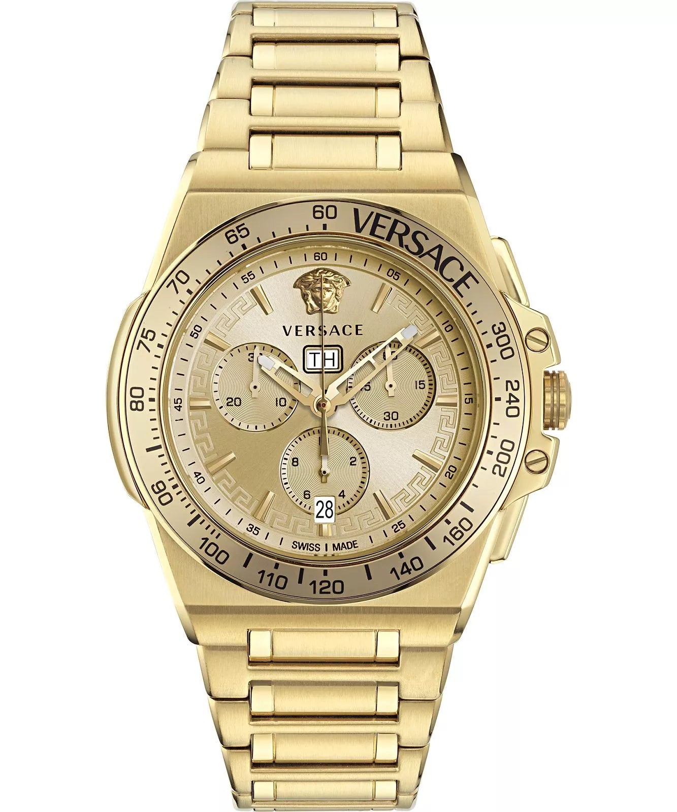 Versace Greca Extreme Chronograph Quartz Gold Dial Men's Watch VE7H00723