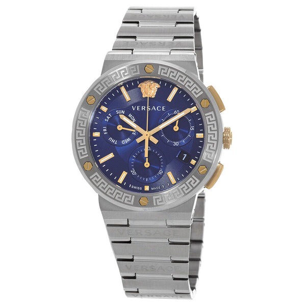 Versace Greca Logo Chronograph Quartz Blue Dial Men's Watch VEZ900221 - Watches of New Zealand