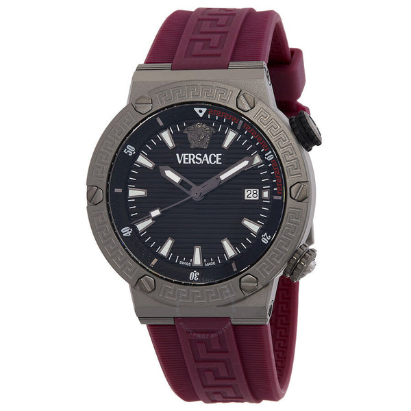 Versace Greca Logo Diver Quartz Black Dial Men's Watch VE8G00224 - Watches of New Zealand