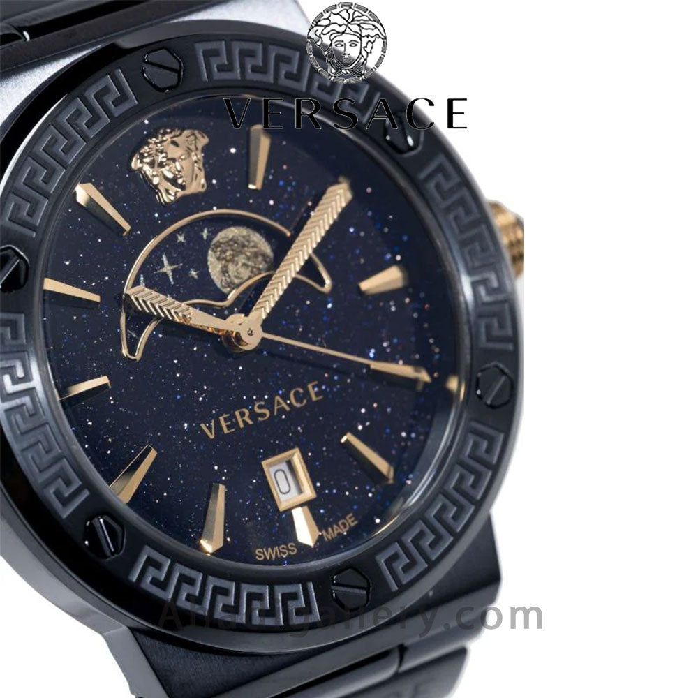 Versace Greca Logo Moonphase Dark Blue Analog Watch VE7G00423