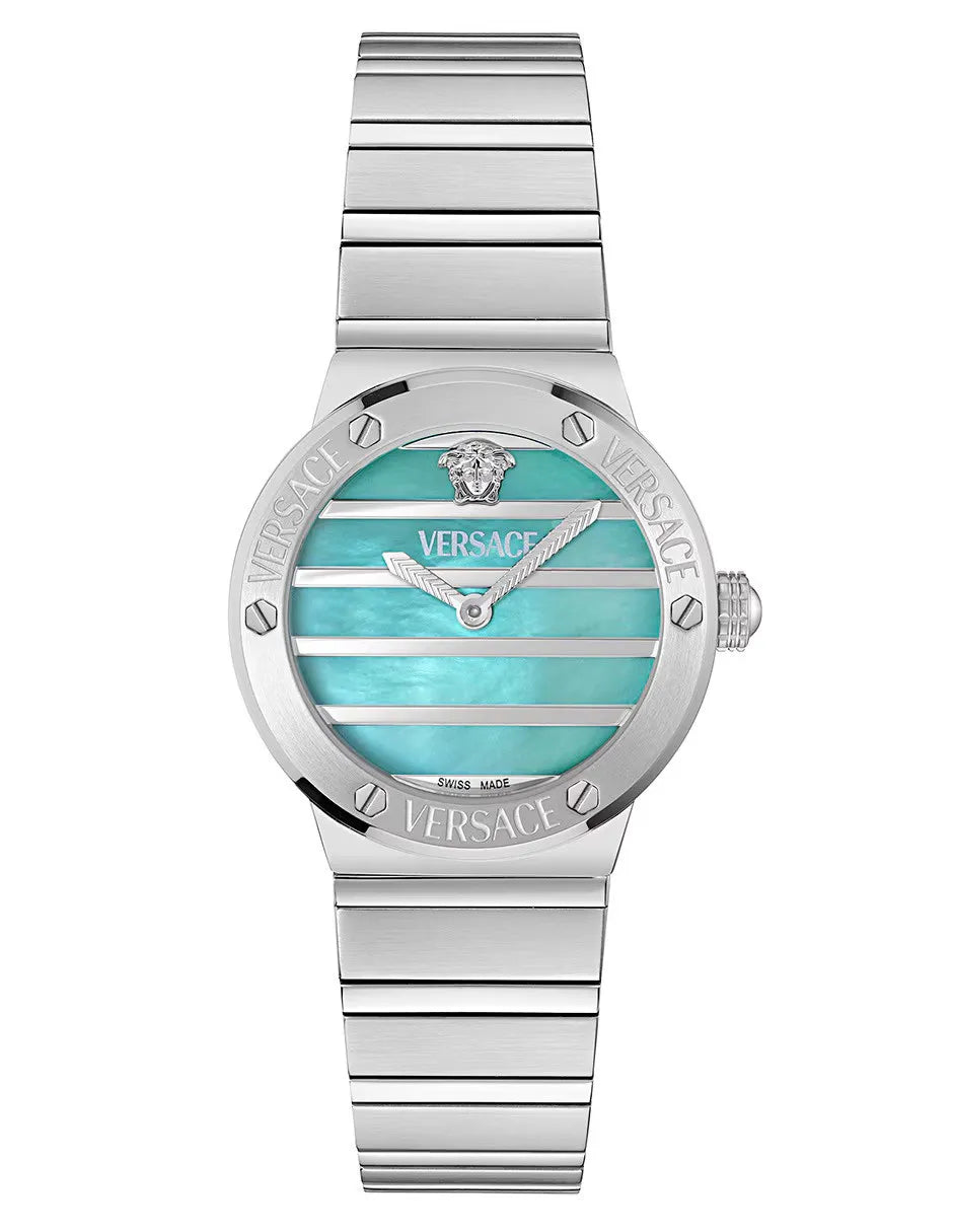 Versace Greca Logo Pearl Mother of Pearl Dial Stainless Steel Bracelet Women’s Watch VE0S00225