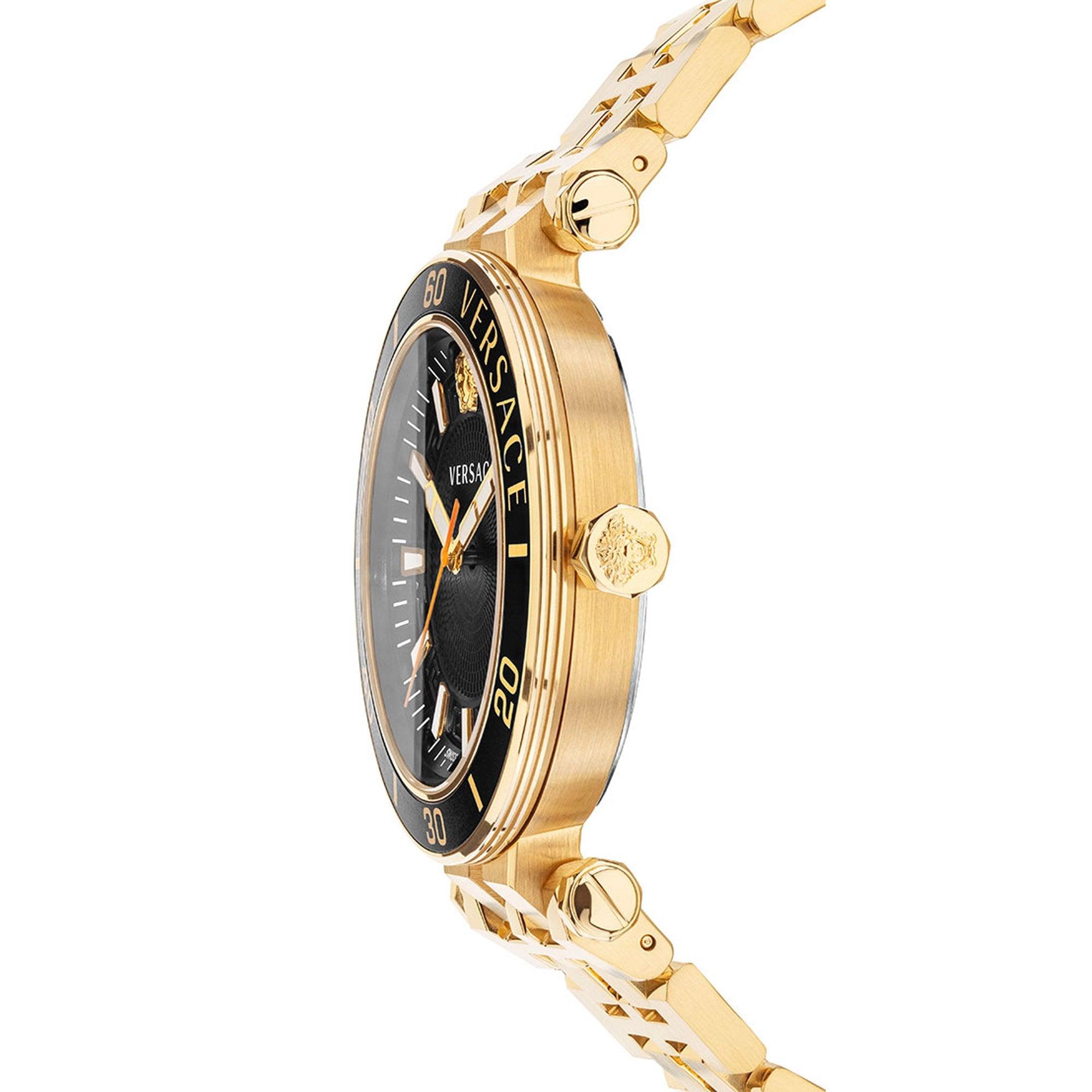 Versace Greca Sport Gold Black Dial Men's Watch - VEZ300721