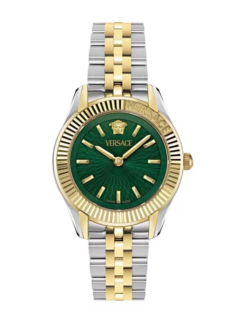 Versace Greca Time Petite Green Dial Two-Tone Stainless Steel Bracelet Watch 30mm - VE9CA0324