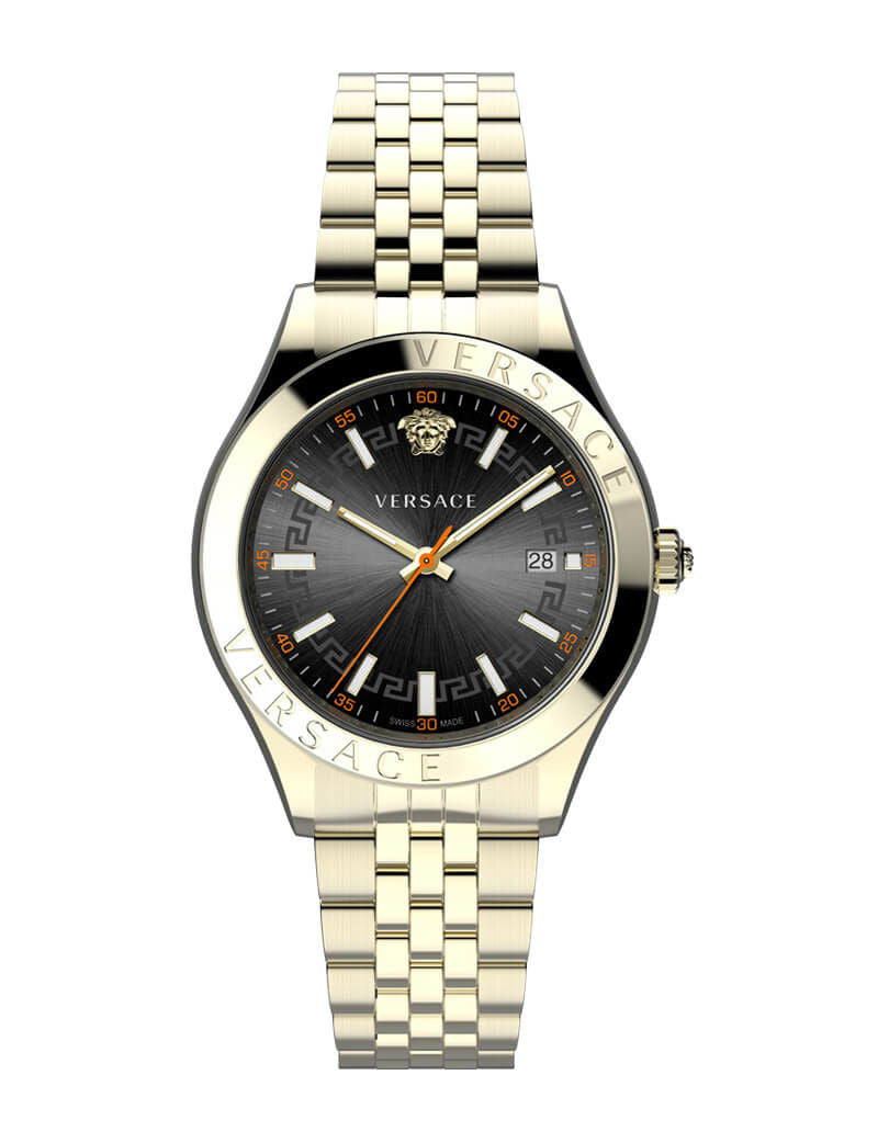 Versace Hellenyium Gold Black Dial Men's Watch - VEVK01221