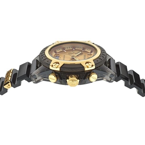 Top-down angle view of Versace Icon Active Chrono showing dial and bezel detail