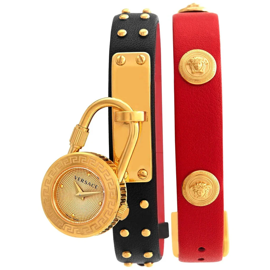Versace Medusa Lock Icon Quartz Gold Dial Ladies Watch VEDW00119