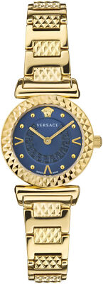 Versace Mini Vanity Blue Dial Gold Stainless Steel Women's Watch VEAA01420