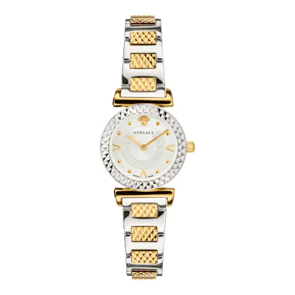 Versace Mini Vanity Two Tone Stainless Steel White Dial Quartz Women’s Watch VEAA01520